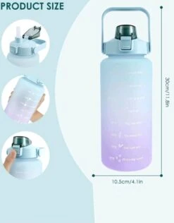 Aigostar winkel 25 Merkloos Sportfles-Drinkfles-Luxe-2Liter-Uitstraling-Uniek-Motivatie-Waterfles-Met Tijdmarkeringen-MetRietje-
