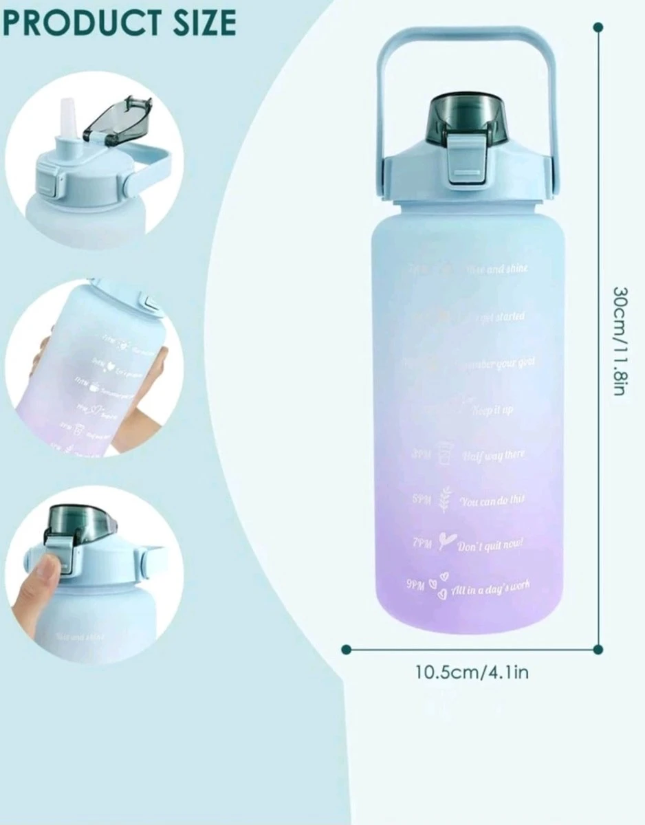 Merkloos Sportfles-Drinkfles-Luxe-2Liter-Uitstraling-Uniek-Motivatie-Waterfles-Met Tijdmarkeringen-MetRietje- 2 Merkloos Sportfles-Drinkfles-Luxe-2Liter-Uitstraling-Uniek-Motivatie-Waterfles-Met Tijdmarkeringen-MetRietje-