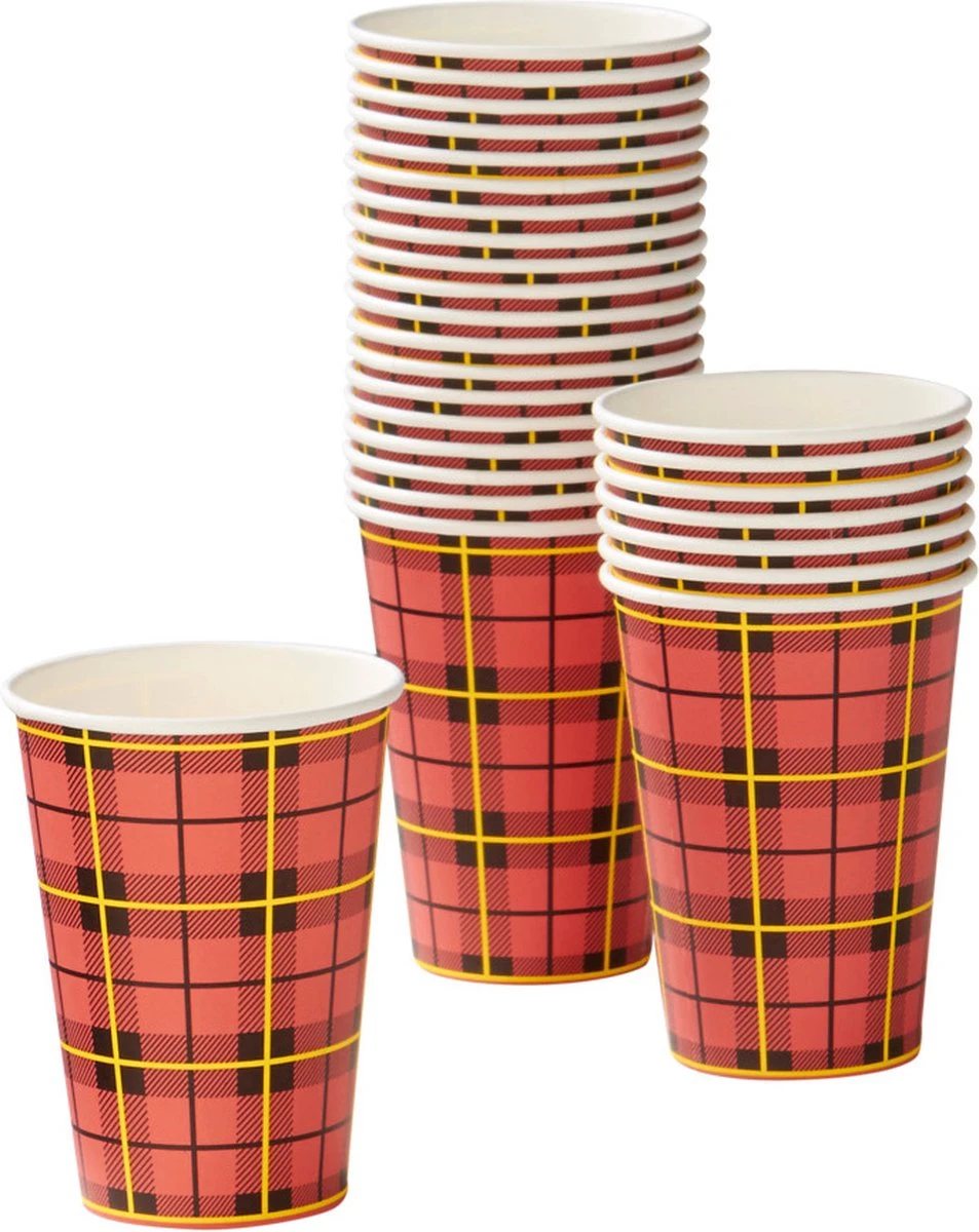 Merkloos Kartonnen Koffiebeker Schotse Ruit 180ml Pak á 100st 3 Merkloos Kartonnen Koffiebeker Schotse Ruit 180ml Pak á 100st