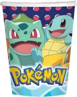 16x Pokemon Themafeest Drinkbekertjes - Wegwerp Drinkbekers Van Karton - Kinderfeestje Tafeldecoratie