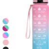Seniq Motivatie Waterfles - 1 Liter - Drinkfles Met Tijdmarkering - Rietje - Roze Lichtblauw 1 Seniq Motivatie Waterfles - 1 Liter - Drinkfles Met Tijdmarkering - Rietje - Roze Lichtblauw -Aigostar winkel 954x1200