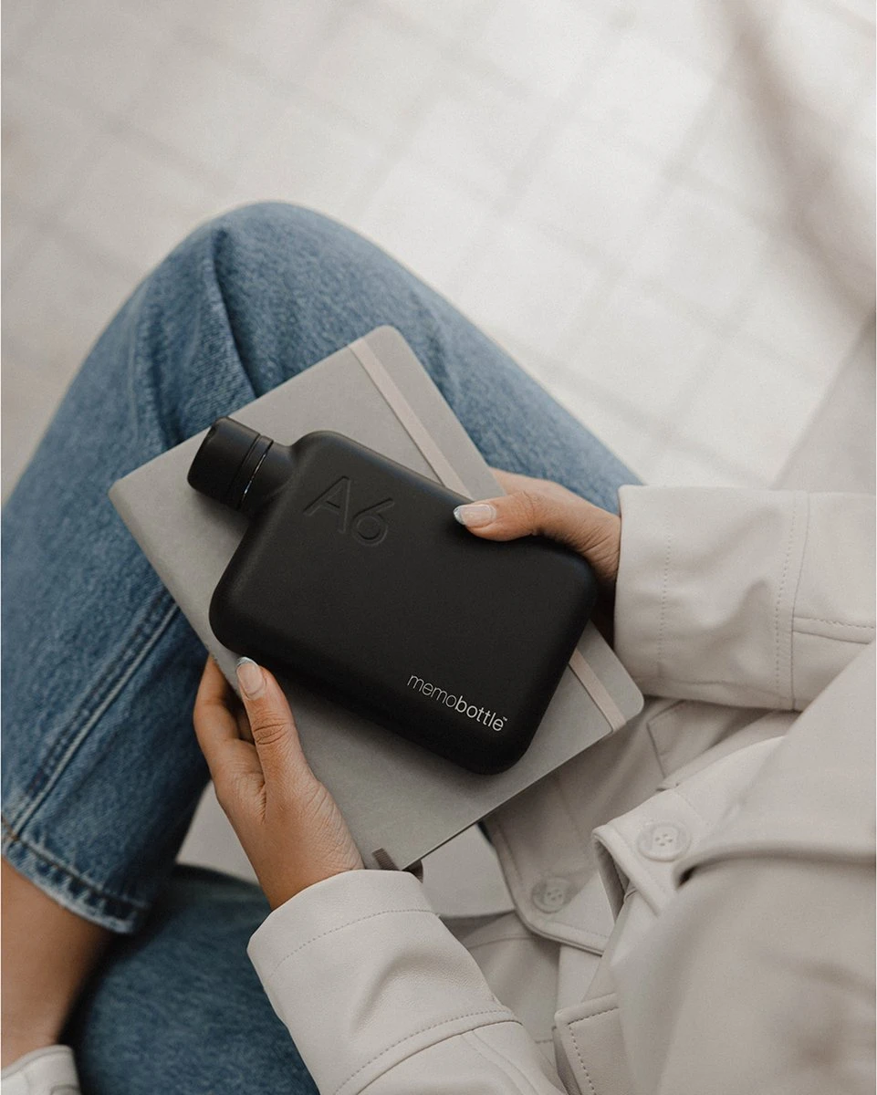 Memobottle A6 Bottle Stainless Steel 500ml Black 4 Memobottle A6 Bottle Stainless Steel 500ml Black - Afbeelding 2