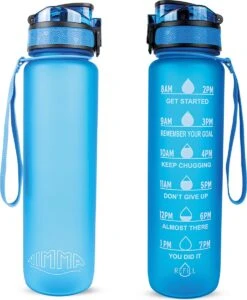 Nimma® Motivatie Waterfles - 1 Liter Drinkfles - Met Tijdmarkeringen En Fruitfilter - Blauw -Aigostar winkel 989x1200